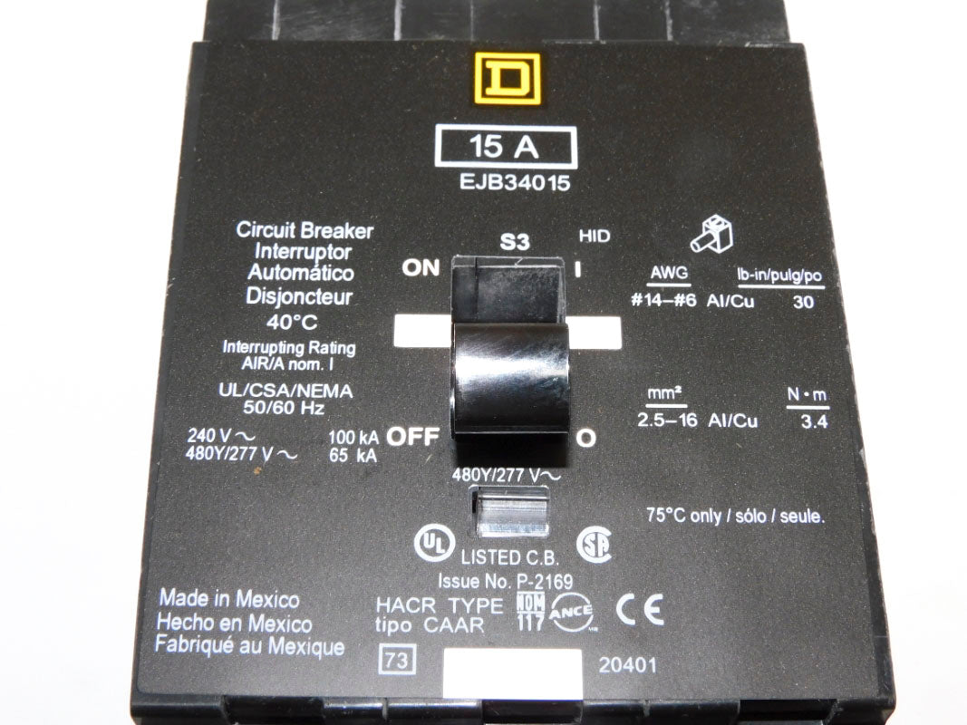 SQUARE D EJB34015 277V 15A NSMP