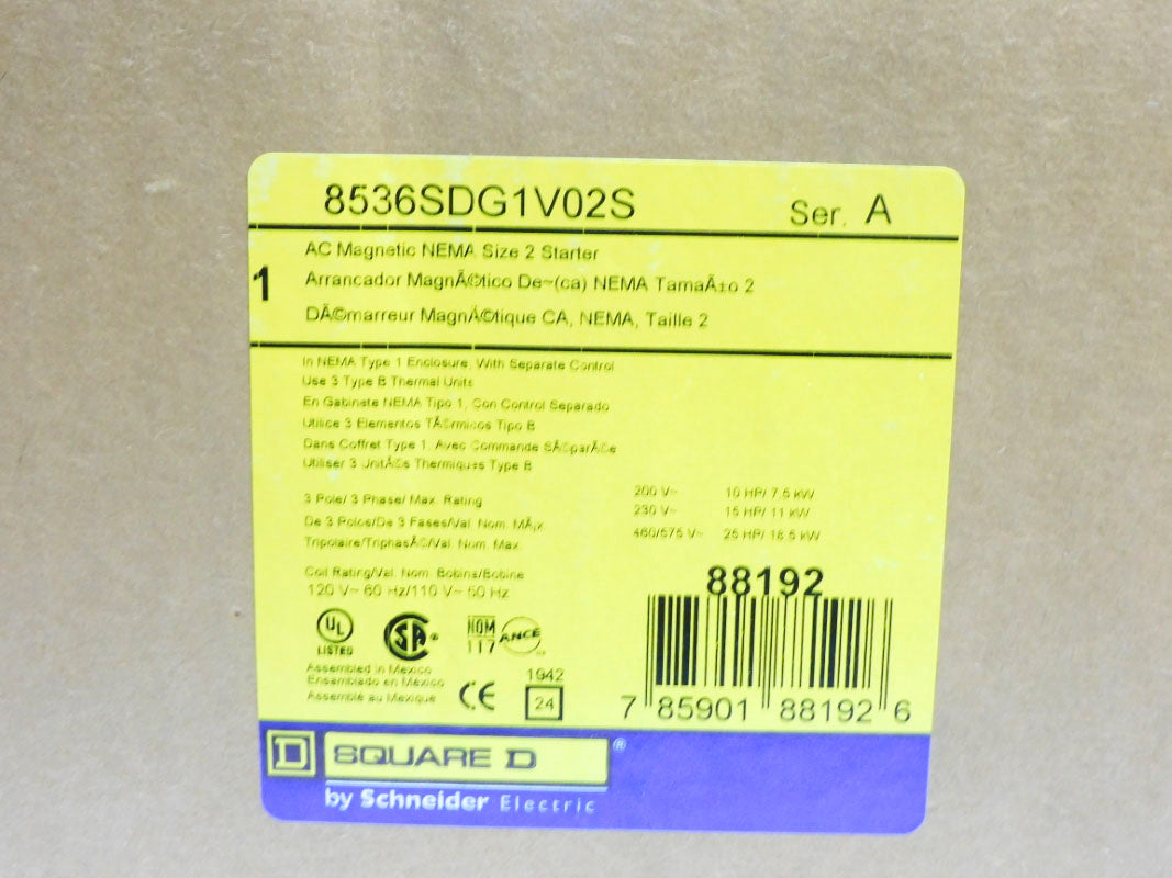 SQUARE D 8536SDG1V02S SER. A 110/120V NSMP