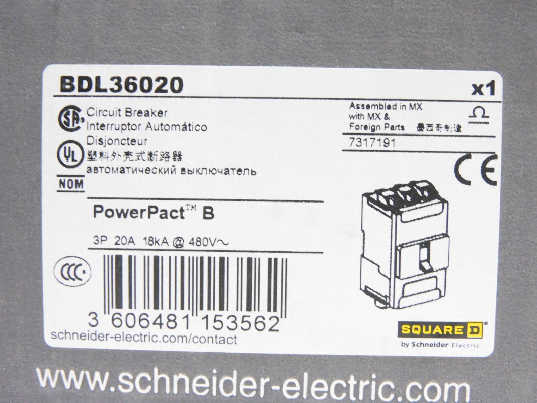 SQUARE D BDL36020 480V 20A NSMP