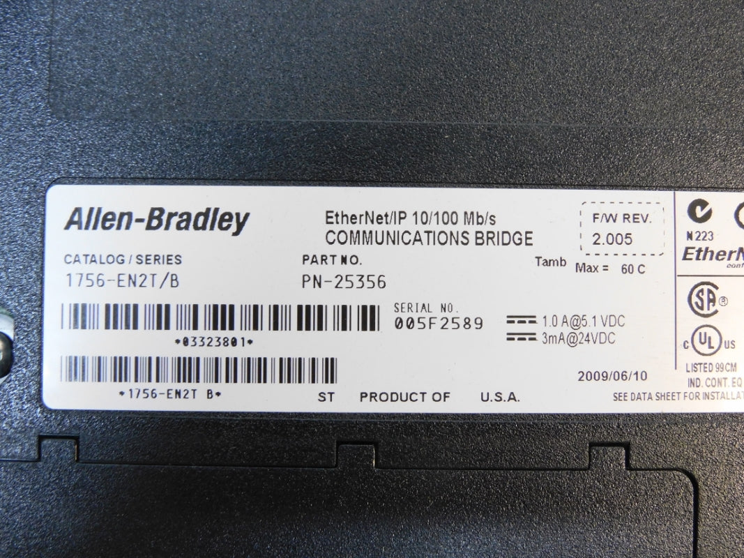 ALLEN BRADLEY 1756-EN2T SER. B F/W 2.005 24VDC NSNP