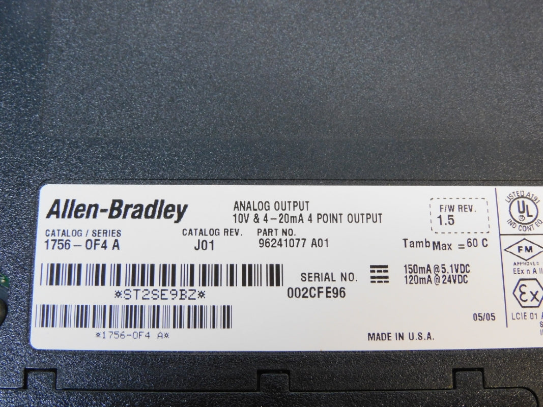 ALLEN BRADLEY 1756-OF4 SER. A F/W 1.5 24VDC NSMP