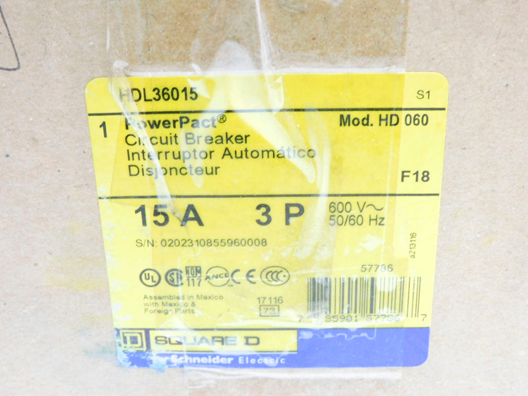 SQUARE D HDL36015 600V 15A NSMP