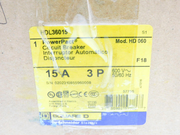 SQUARE D HDL36015 600V 15A NSMP