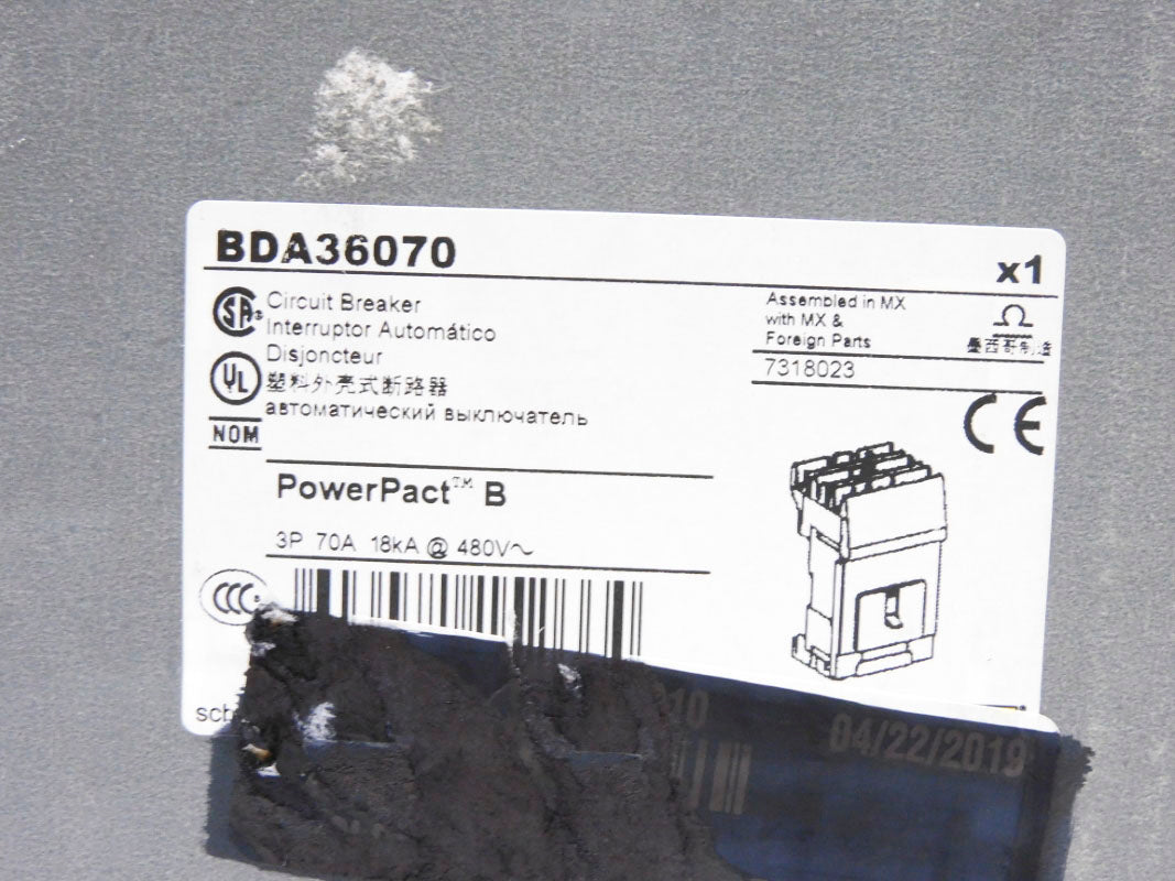 SQUARE D BDA36070 70A 480V NSMP