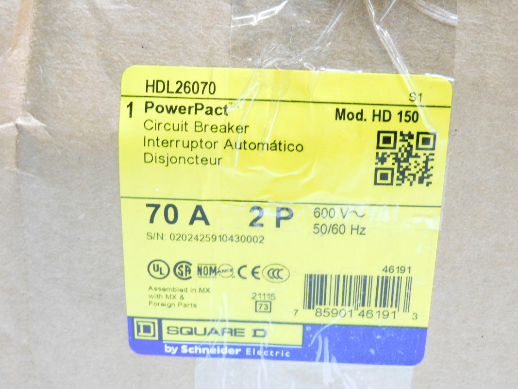 SQUARE D HDL26070 600V 70A NSMP