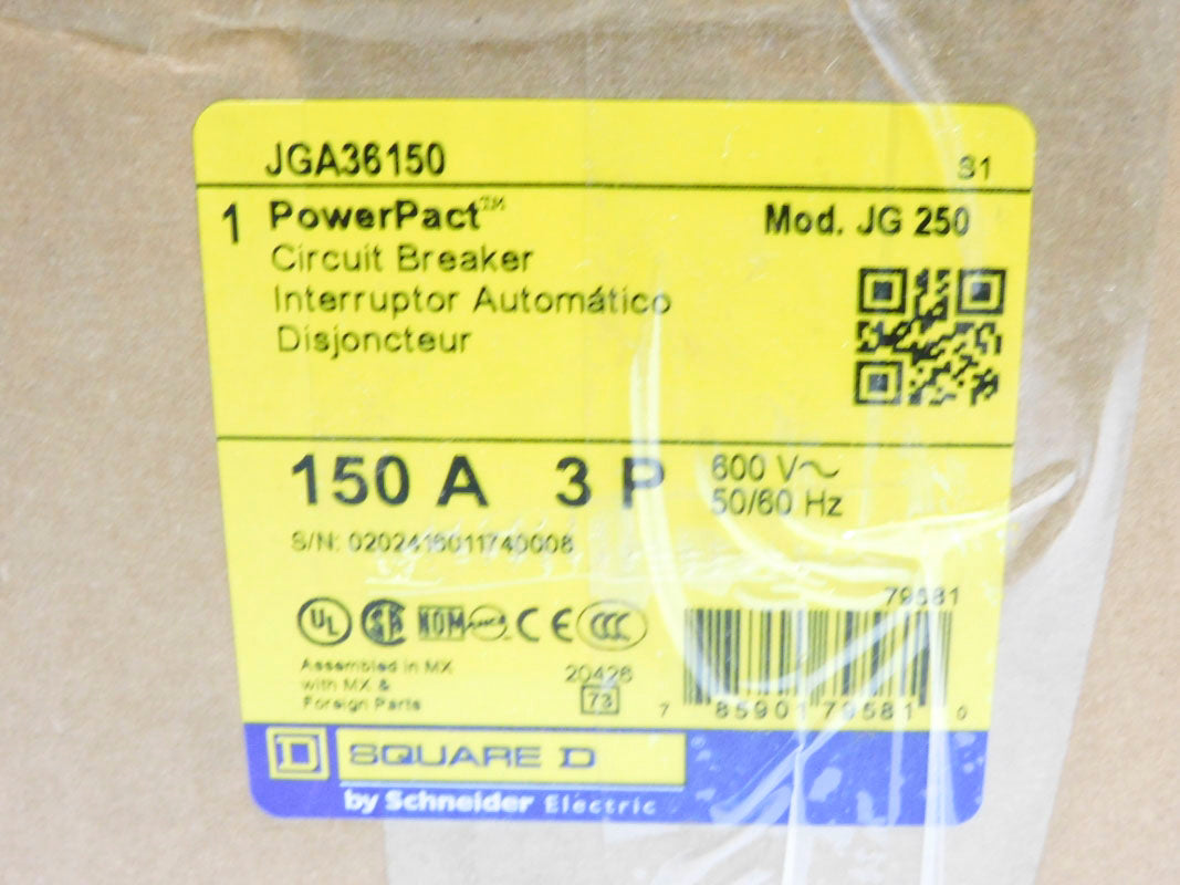 SQUARE D JGA36150 600V 150A NUPI