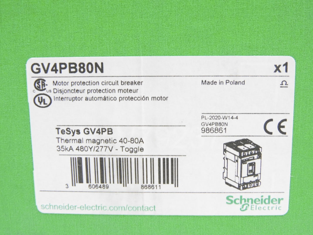 SCHNEIDER ELECTRIC GV4PB80N 40-80A 480/277V NSMP