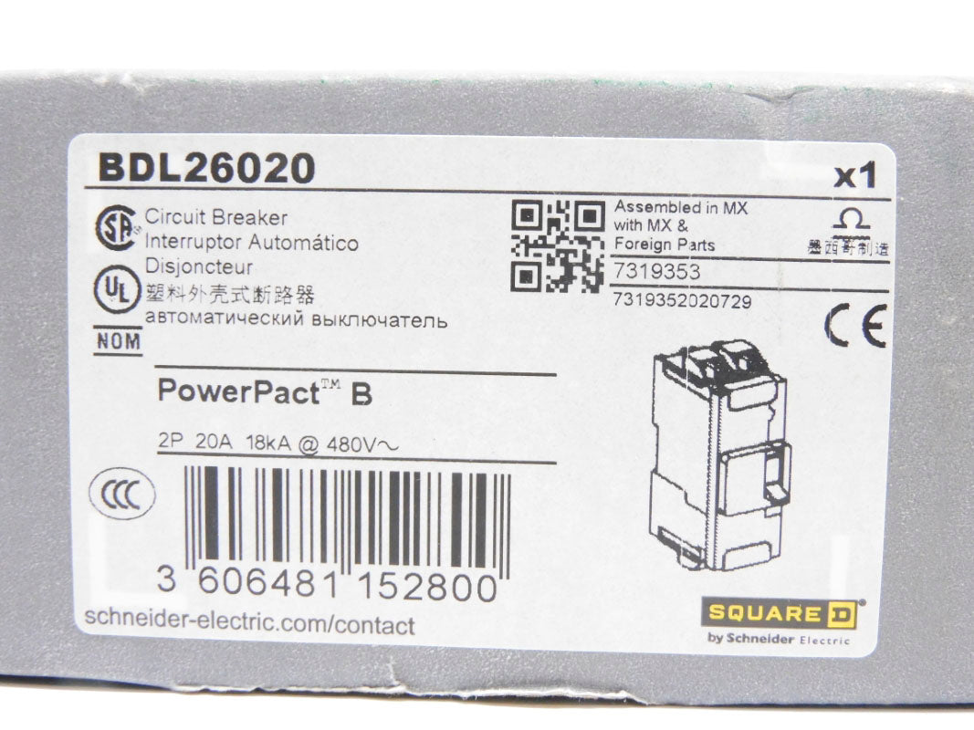 SQUARE D BDL26020 20A 480V NSMP
