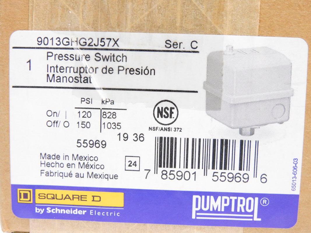 SQUARE D 9013GHG2J57X SER. C 120-150PSI NSMP