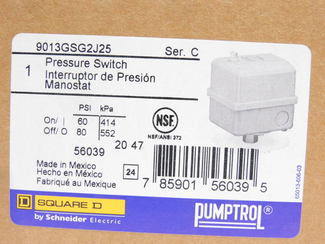 SQUARE D 9013GSG2J25 SER. C 60-80PSI NSMP