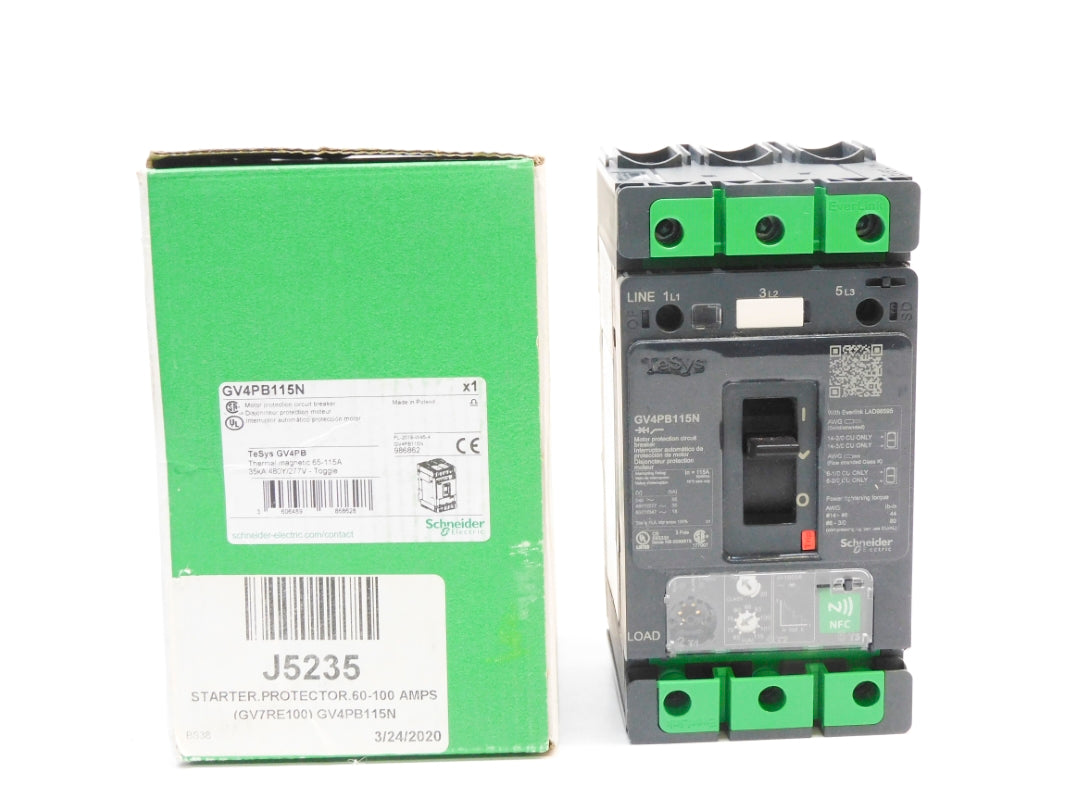 SCHNEIDER ELECTRIC GV4PB115N 65-115A 480/277V (AS PICTURED) NSMP