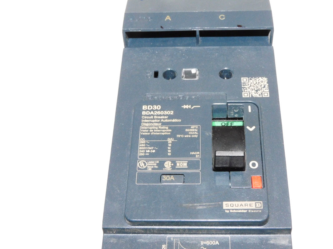 SQUARE D BDA260302 30A 480V NUPI