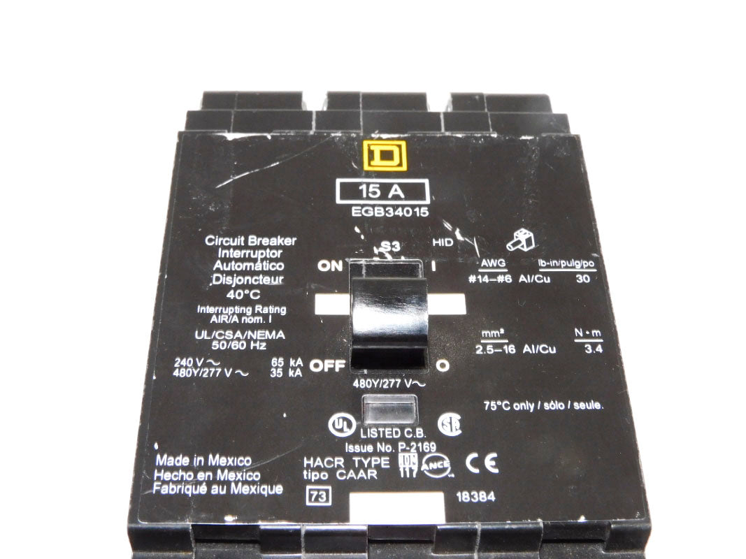 SQUARE D EGB34015 15A 480/277V (AS PICTURED) NSNP