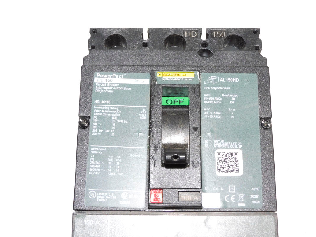 SQUARE D HDL36100 100A 600V (AS PICTURED) NSNP