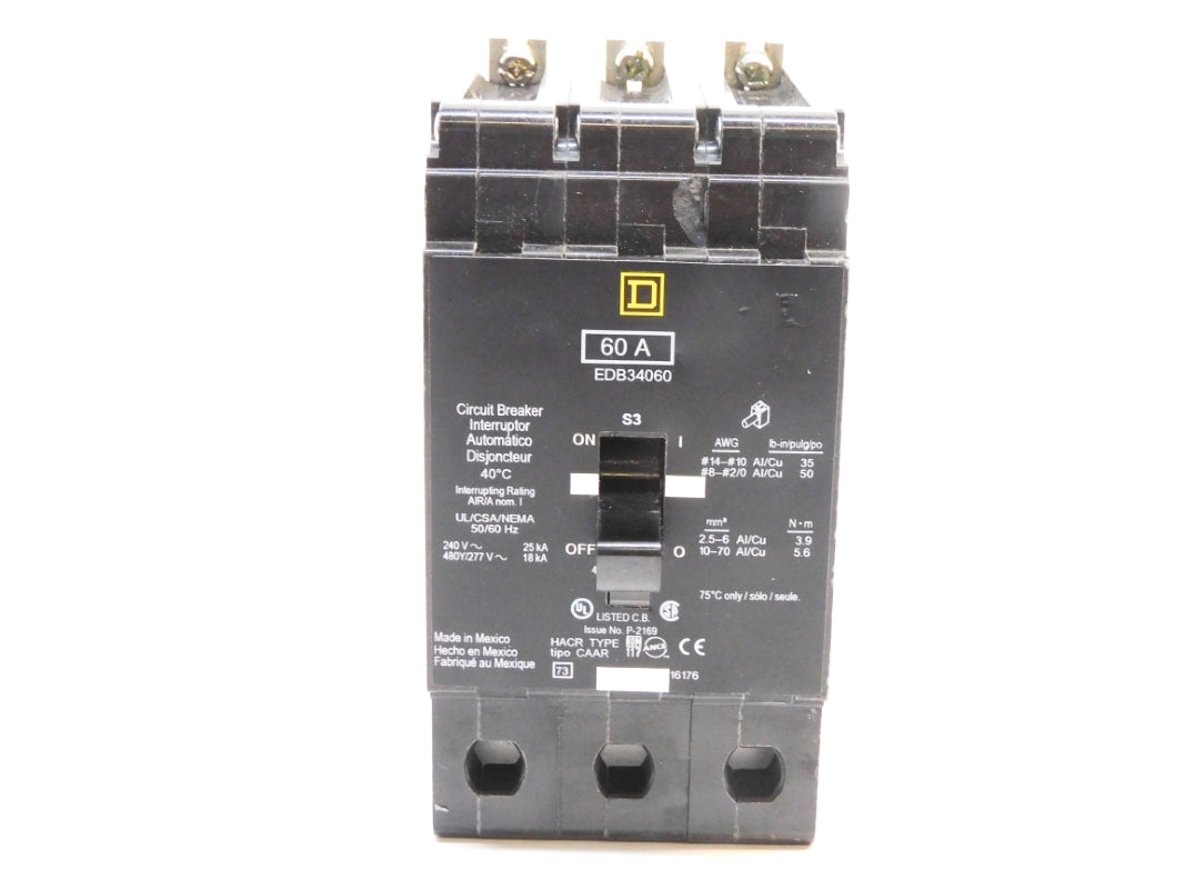 SQUARE D EDB34060 60A 480/277V (AS PICTURED) NSNP