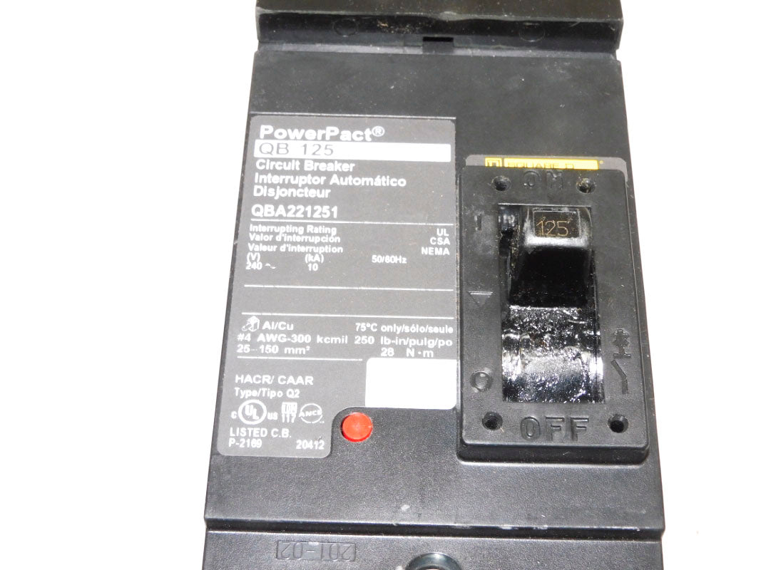SQUARE D QBA221251 125A 240V NSNP