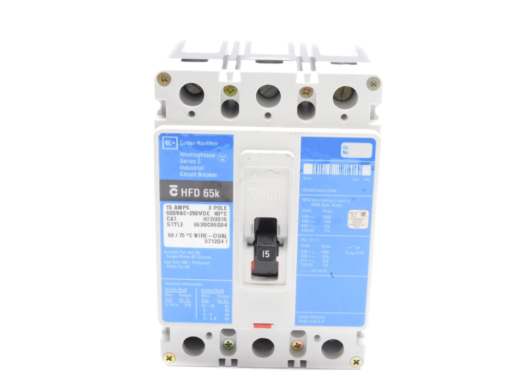 CUTLER HAMMER HFD3015 SER. C 15A 600VAC NSNP