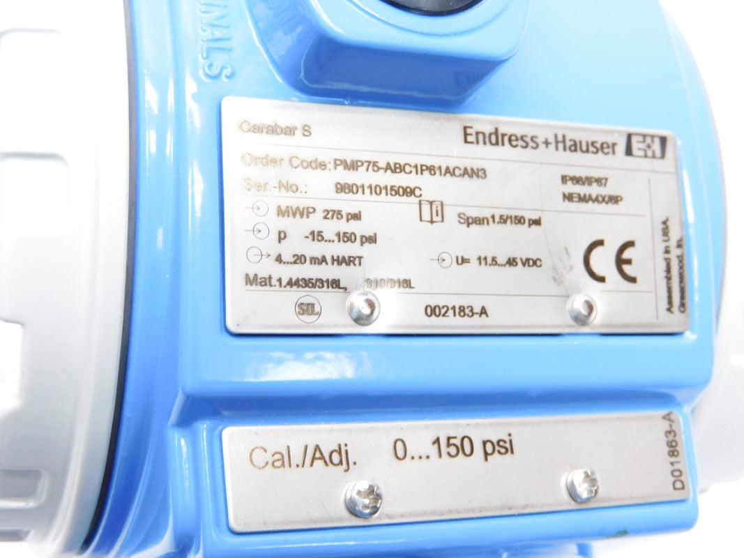 ENDRESS+HAUSER PMP75-ABC1P61ACAN3 0-150PSI NSMP