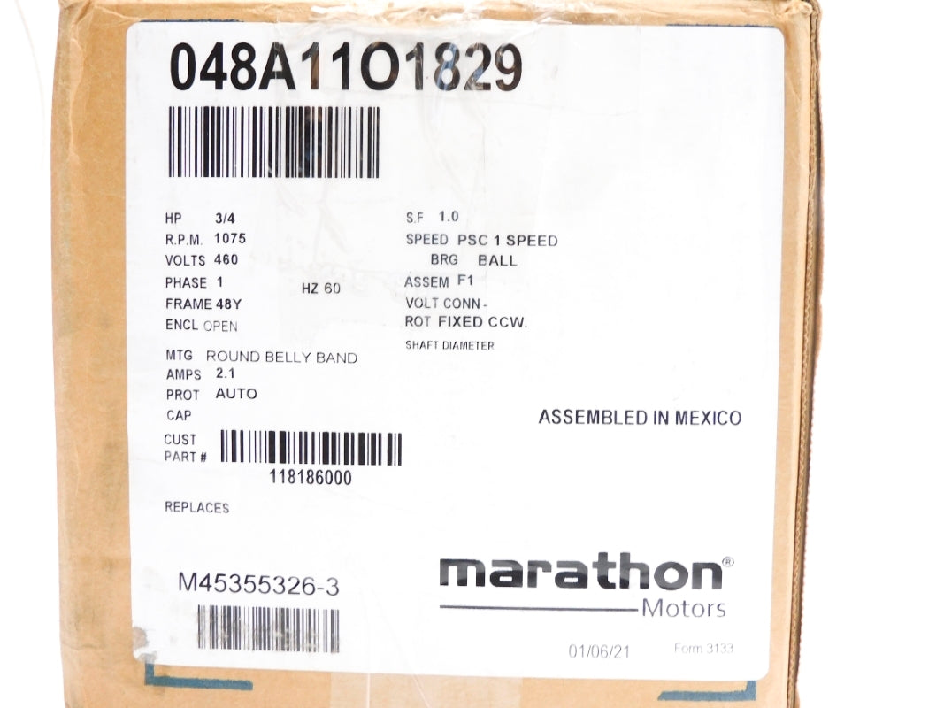 MARATHON 118186000 3/4HP 1075RPM NSMP