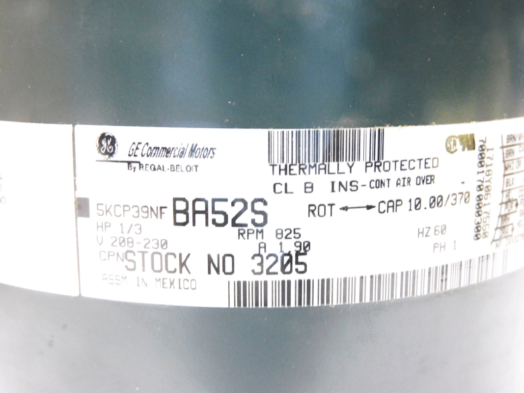 GENERAL ELECTRIC 5KCP39NFBA52S 1/3HP 825RPM NSMP