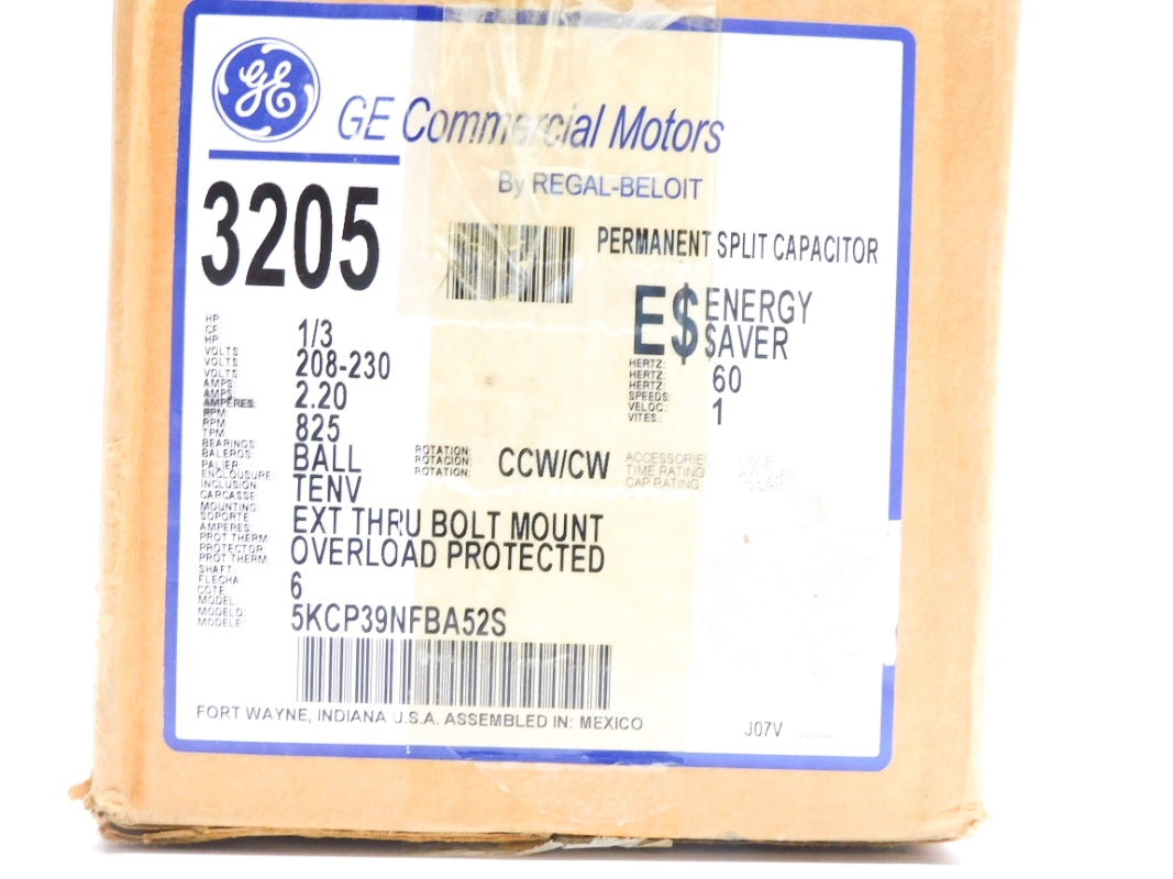 GENERAL ELECTRIC 5KCP39NFBA52S 1/3HP 825RPM NSMP