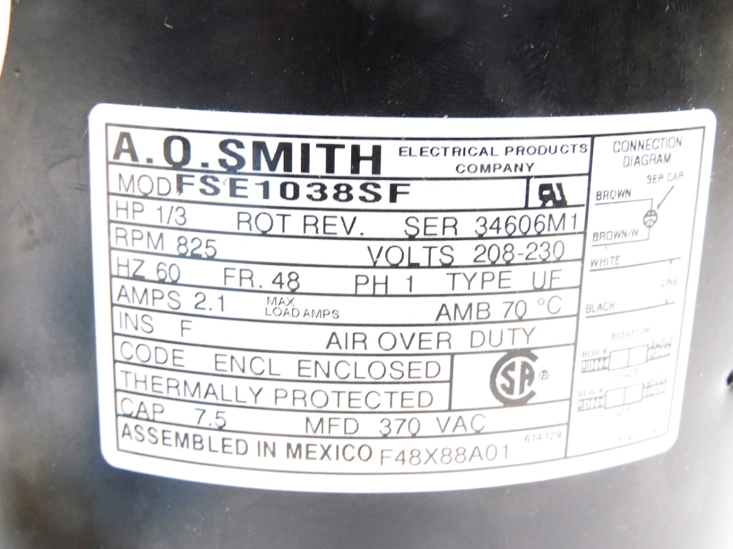 A.O. SMITH FSE1038SF 1/3HP 825RPM NSMP