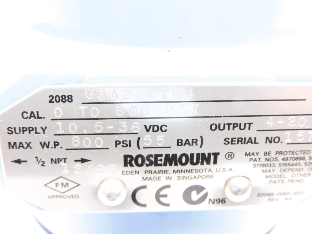 ROSEMOUNT 2088G3A22A1B4 0-800PSI NSMP