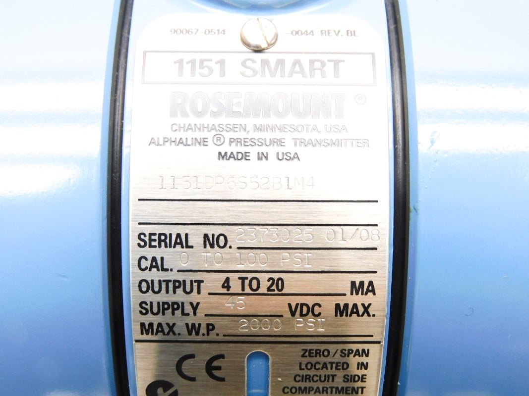 ROSEMOUNT 1151DP6S52B1M4 0-100PSI NSMP