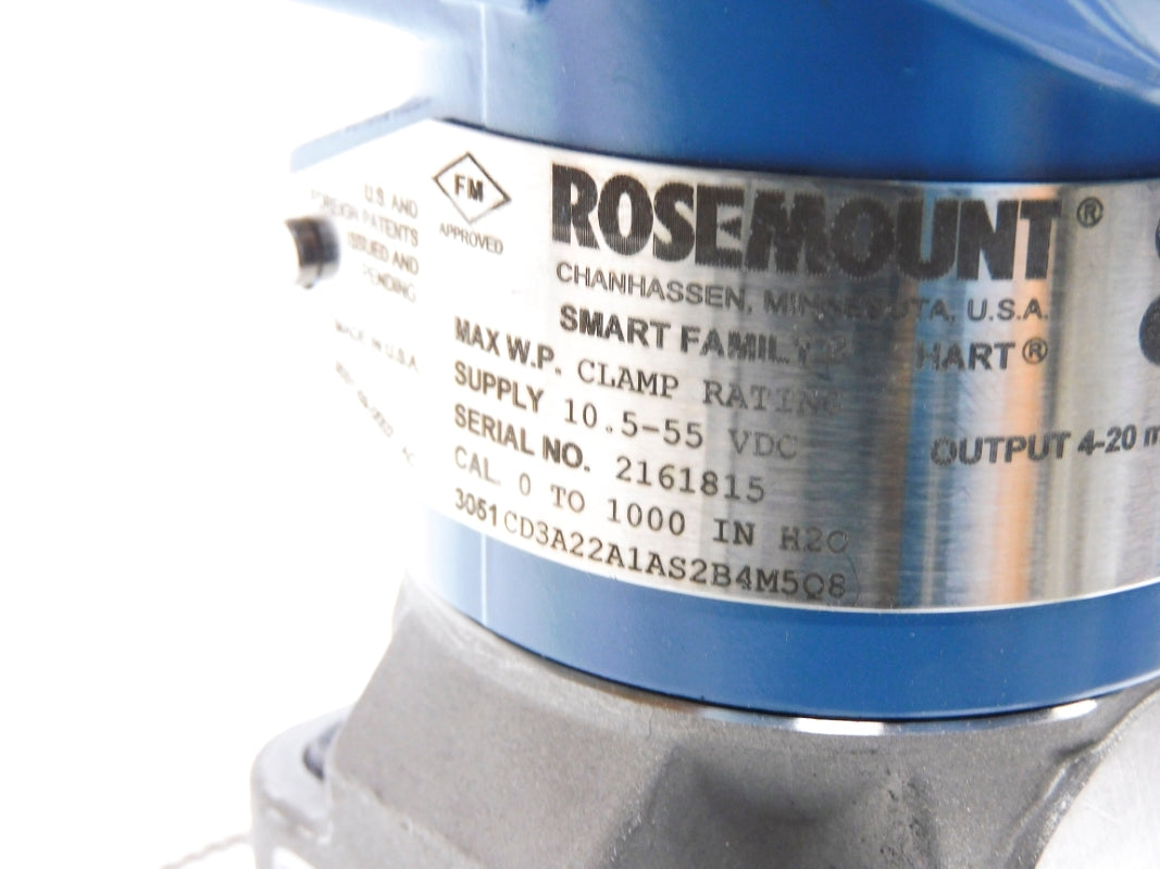 ROSEMOUNT 3051CD3A22A1AS2B4M5Q8 0-1000"H2O NSNP