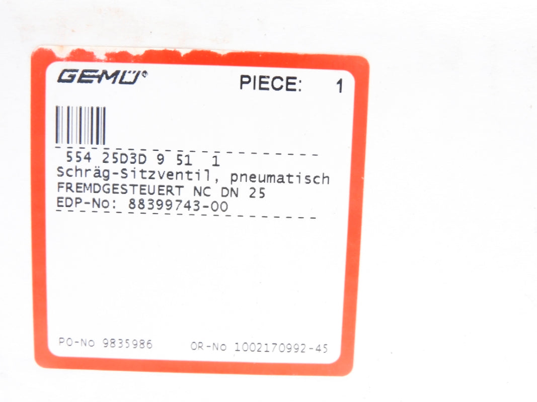 GEMU 55425D3D9511 88399743-00 1" NSMP