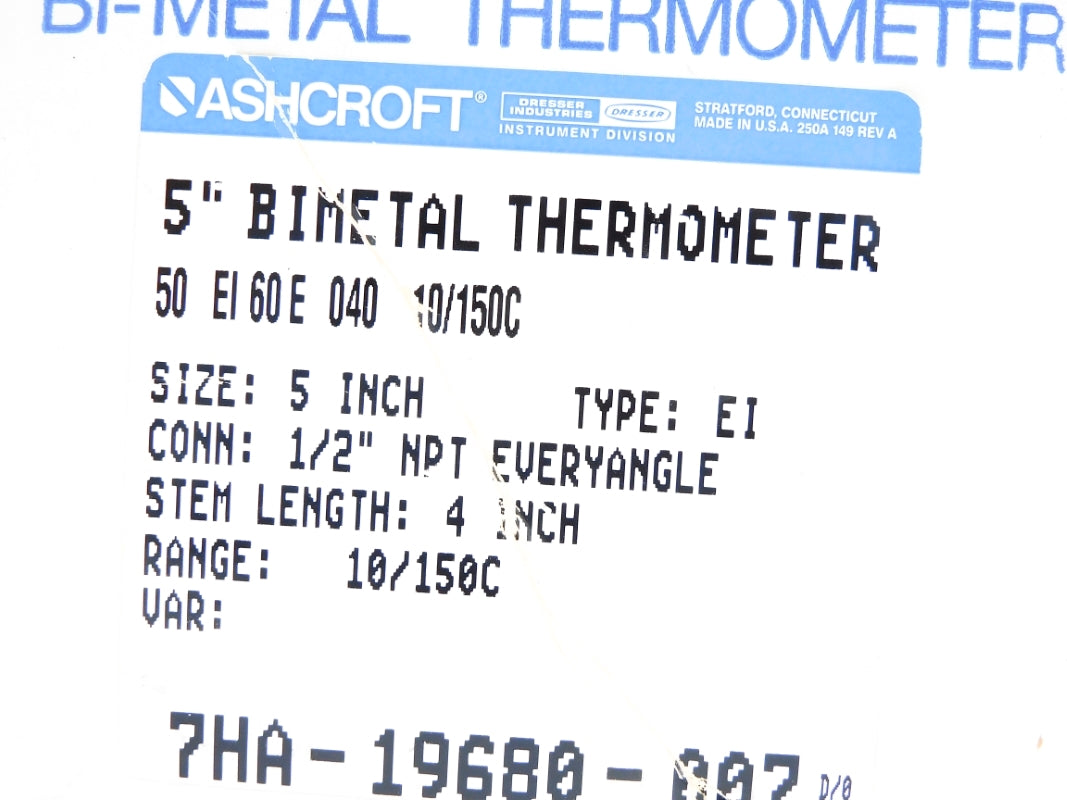 ASHCROFT 50EI60E040 10/150C NSMP