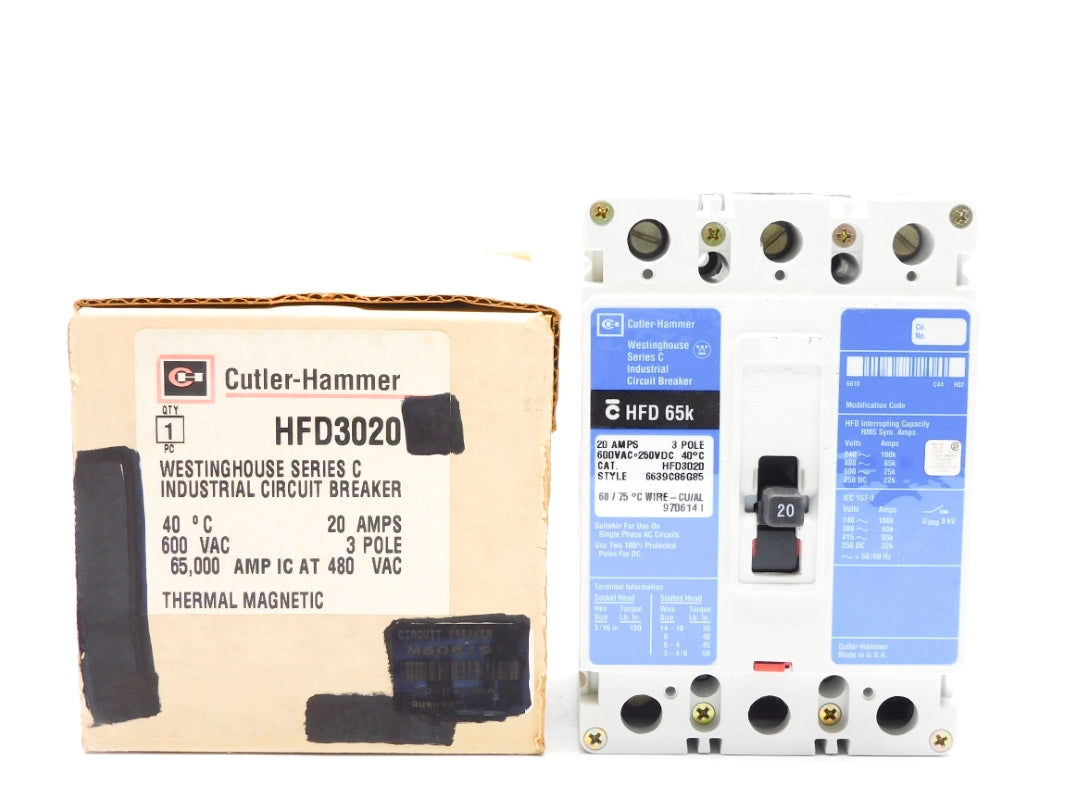 CUTLER HAMMER HFD3020 SER. C 20A 600VAC NSMP