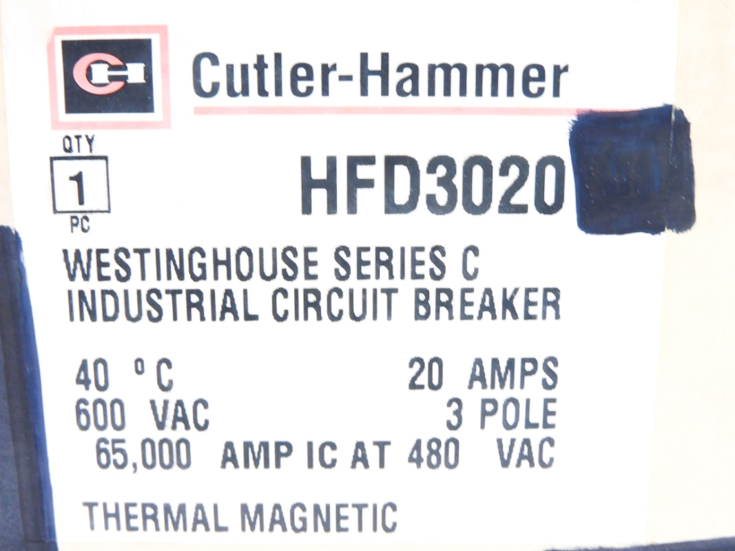 CUTLER HAMMER HFD3020 SER. C 20A 600VAC NSMP