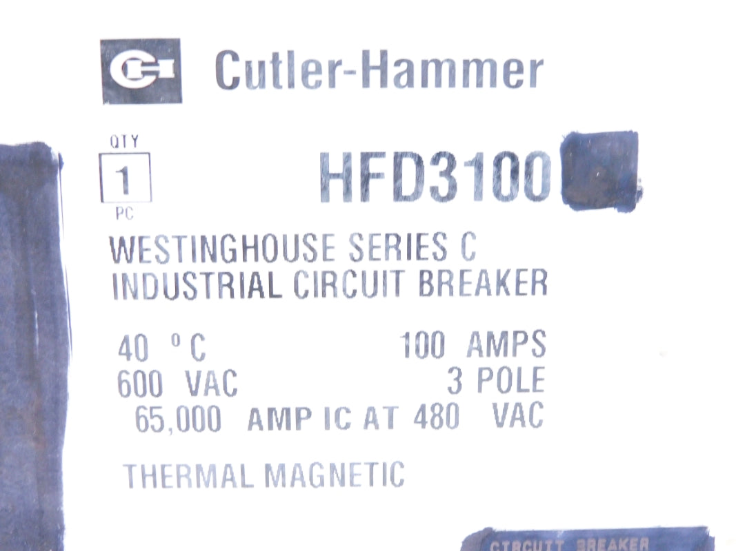 CUTLER HAMMER HFD3100 SER. C 100A 600VAC NSMP