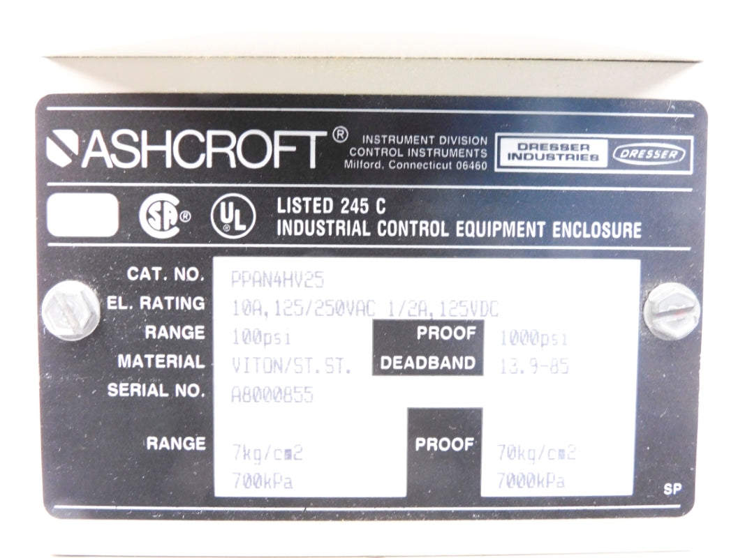 ASHCROFT PPAN4HV25 100PSI NSMP