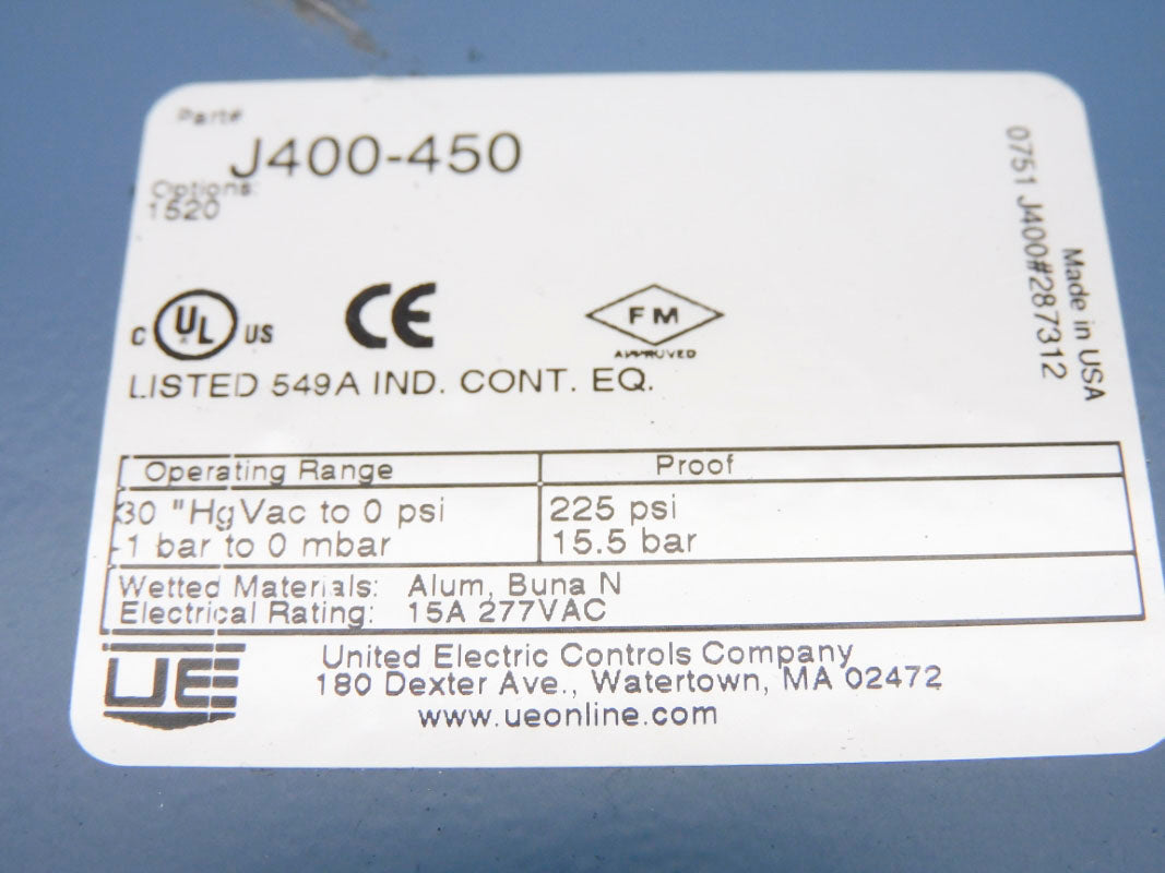 UNITED ELECTRIC J400-450 30"HGVAC-0PSI NSNP