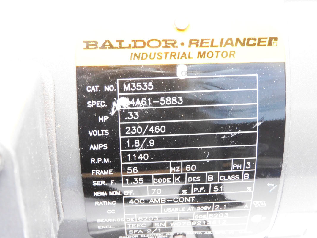 BALDOR M3535 .33HP 1140RPM (AS PICTURED) NSNP