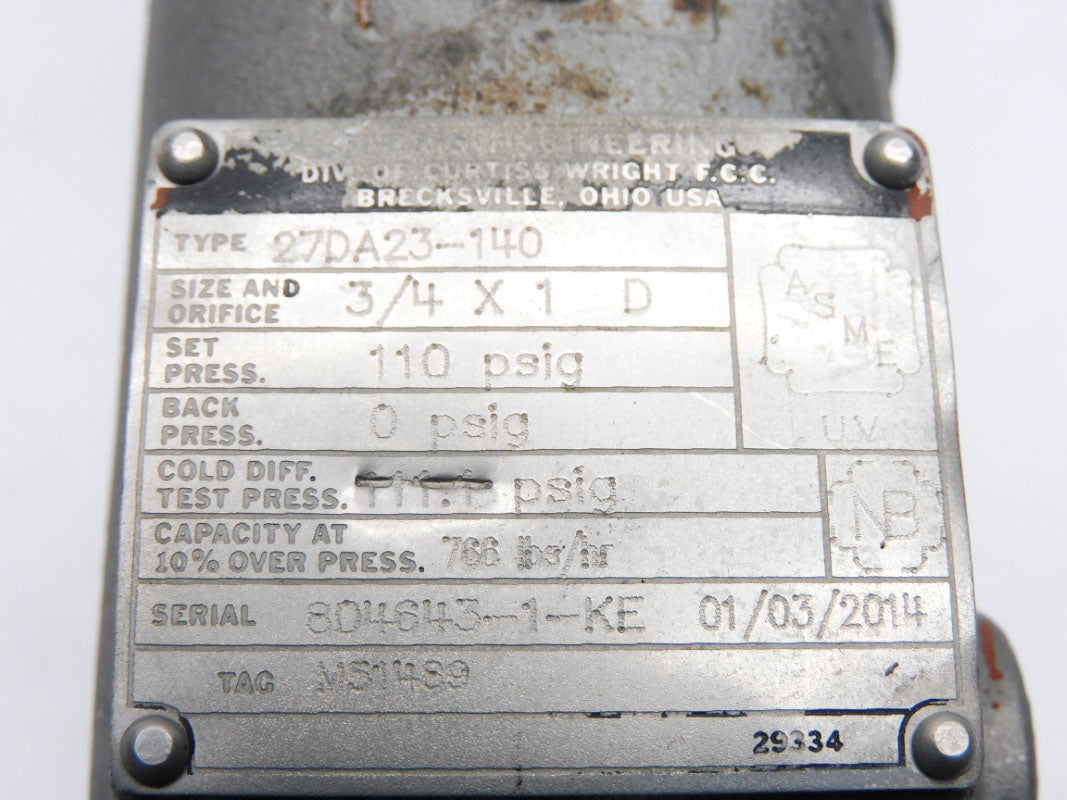 FARRIS 27DA23-140 110PSIG 3/4"X1" NSNP