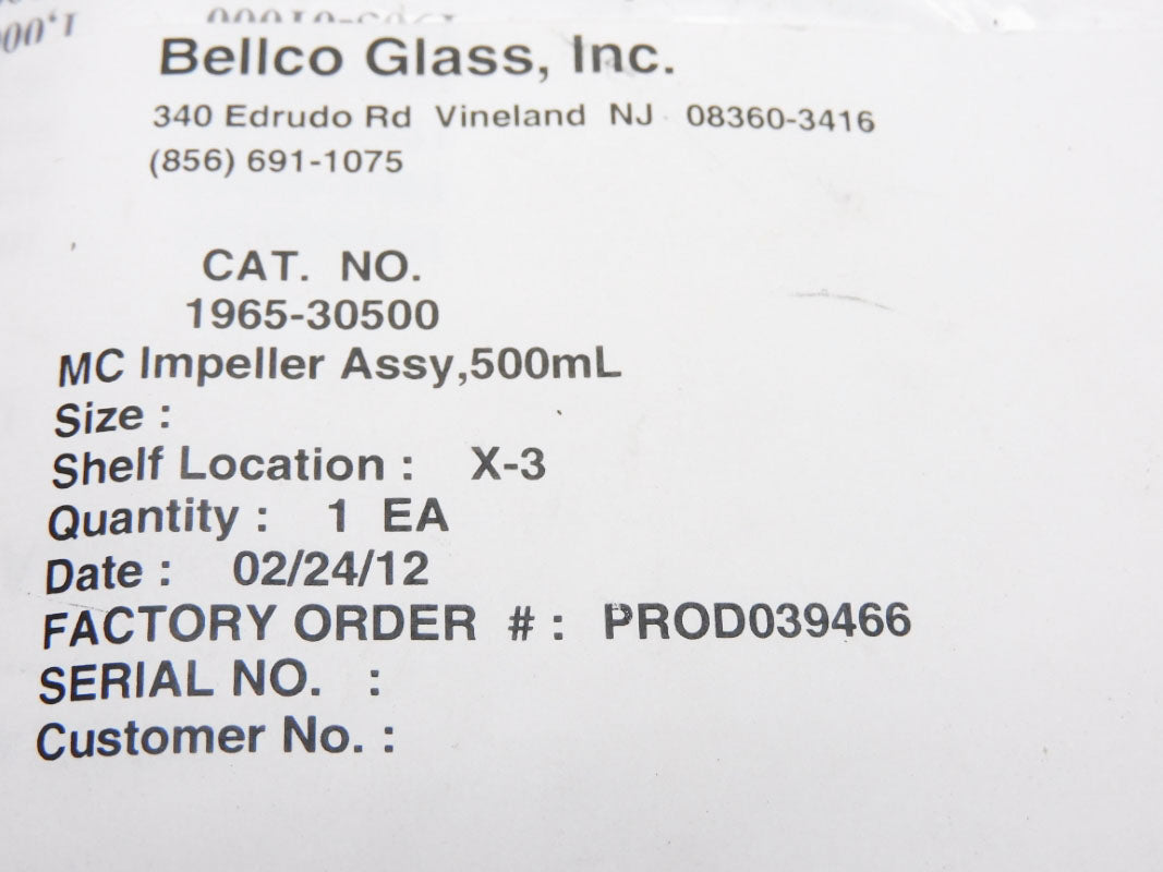 BELLCO GLASS 1965-30500 NSMP