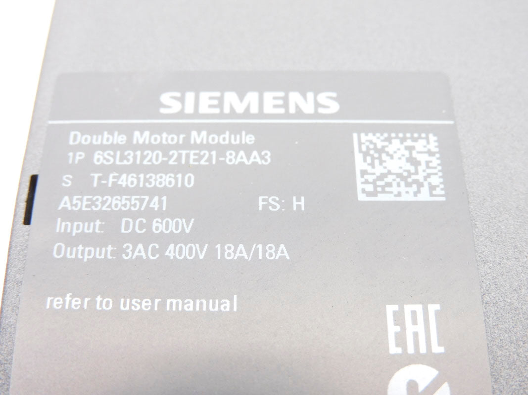 SIEMENS 6SL3120-2TE21-8AA3 600VDC NSMP