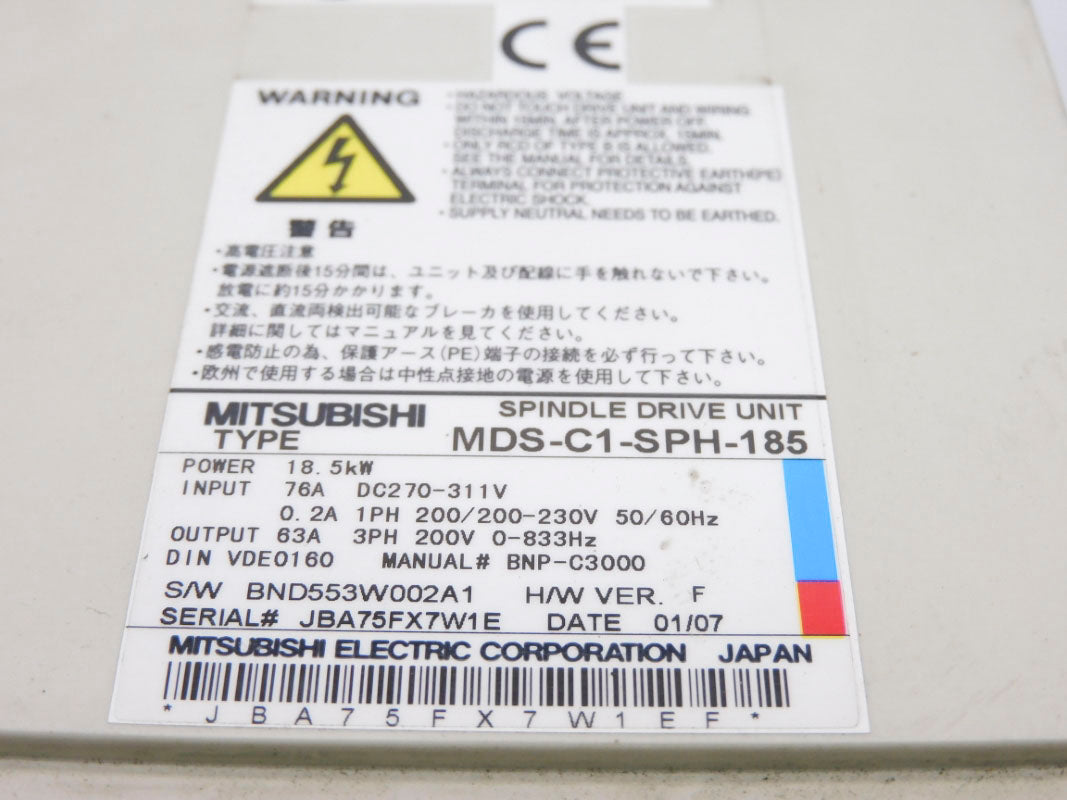 MITSUBISHI MDS-C1-SPH-185 311VDC 76A UNMP