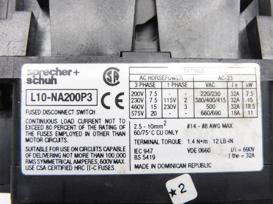 SPRECHER+SCHUH L10-NA200P3 575V UNMP