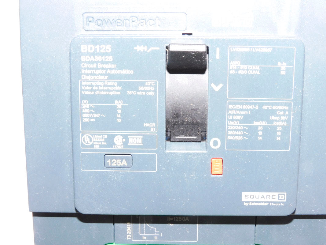 SQUARE D BDA36125 480V 125A NSMP