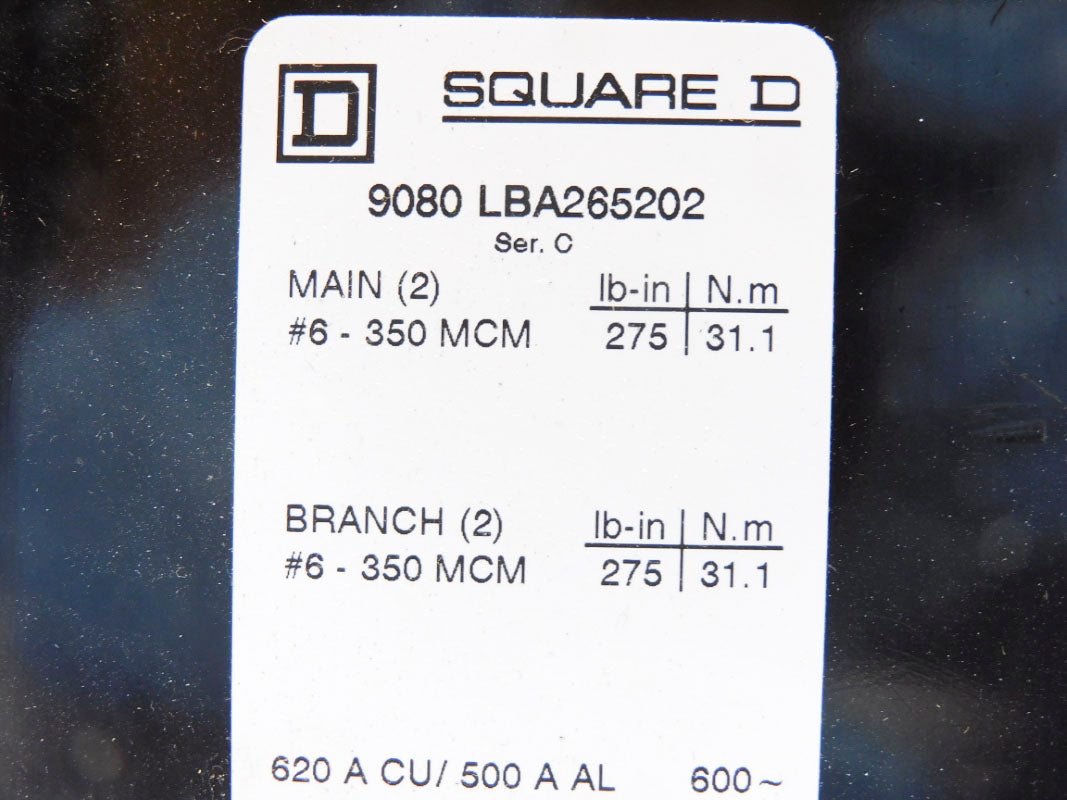 SQUARE D 9080LBA265202 SER. C 600V 620A NSMP