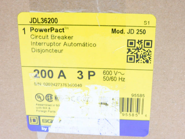 SQUARE D JDL36200 600V 200A NSMP