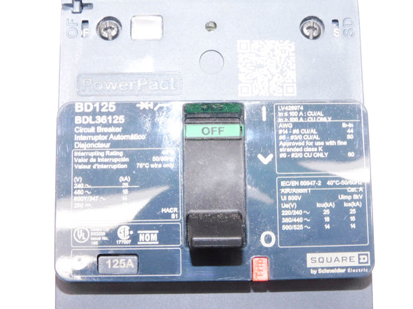 SQUARE D BDL36125 480V 125A NSMP