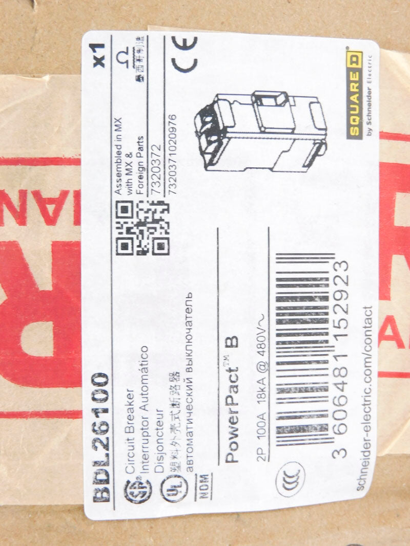 SQUARE D BDL26100 480V 100A NSFS