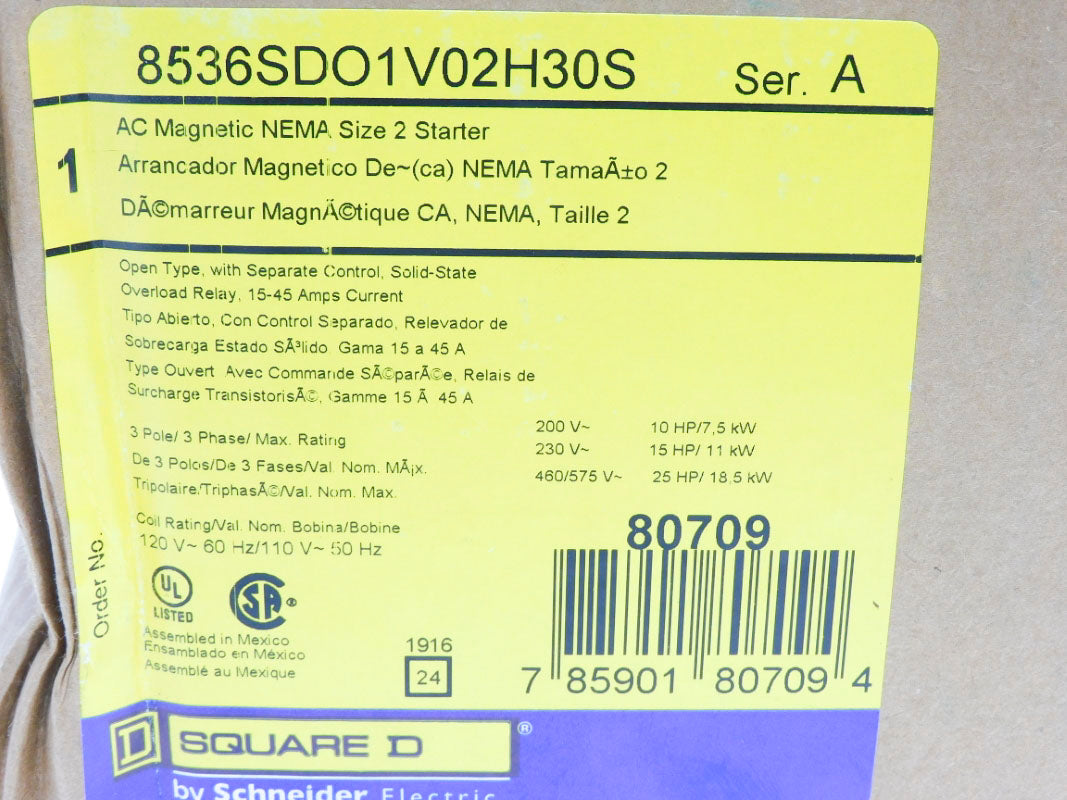 SQUARE D 8536SDO1V02H30S SER. A 120V 45A NSMP