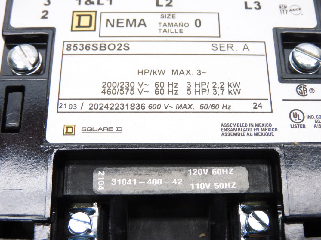 SQUARE D 8536SBO2V02S SER. A 110/120V NSMP