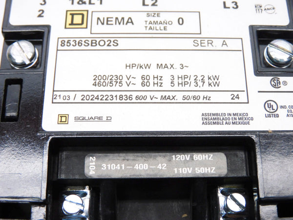 SQUARE D 8536SBO2V02S SER. A 110/120V NSMP